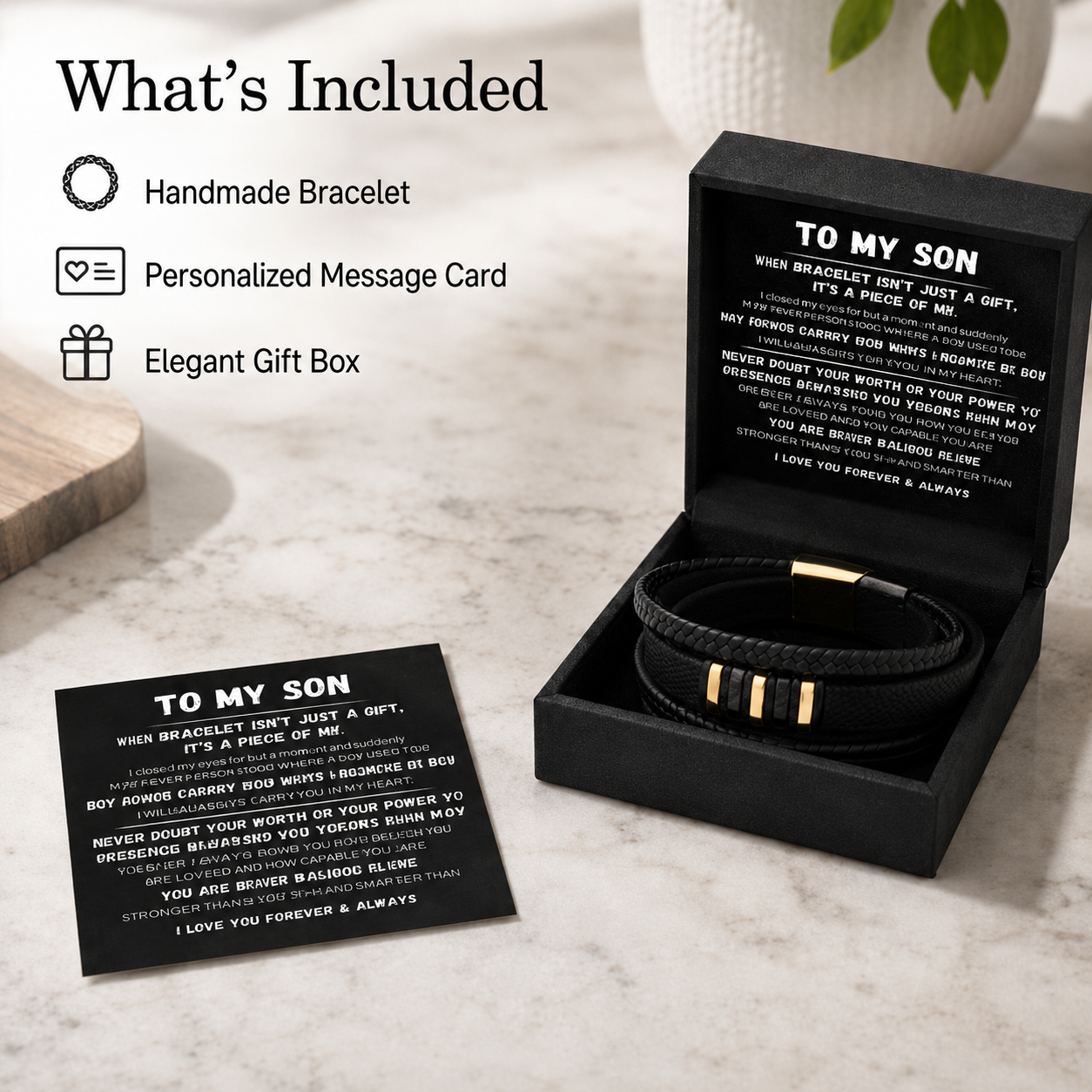To My Son - Never Alone - Braided Bracelet Set