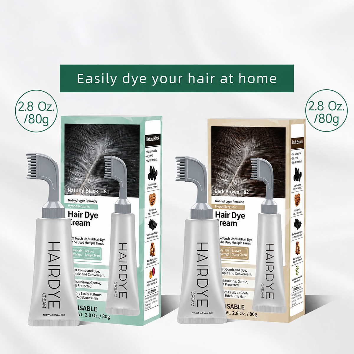 Unisex Grey Coverage Hair Dye with Hair Care