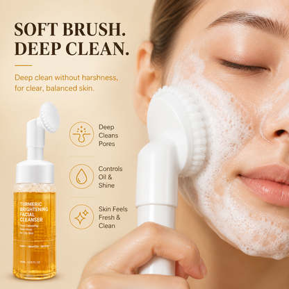 Turmeric Brightening Facial Cleanser, Deep Cleansing Face Wash for Oily Skin