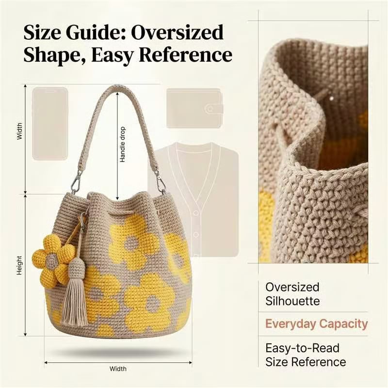 Handmade Crochet Flower Tote
