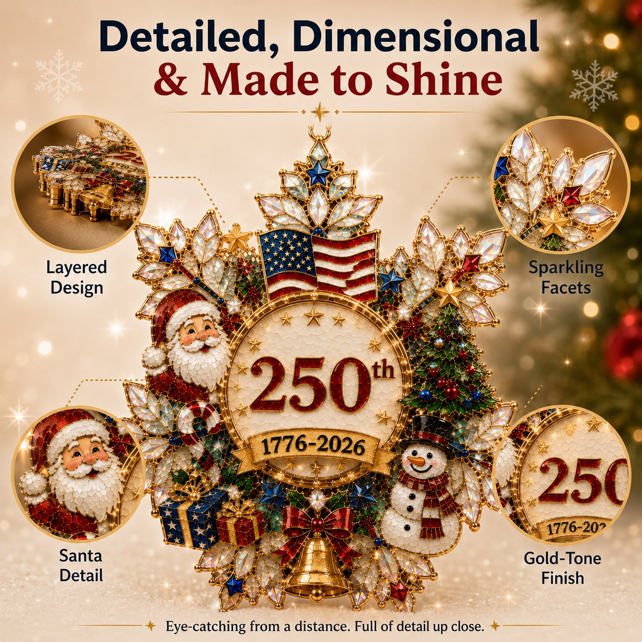 🔥🇺🇸 America’s 250th Anniversary Christmas Ornament – 1776–2026 Commemorative Keepsake