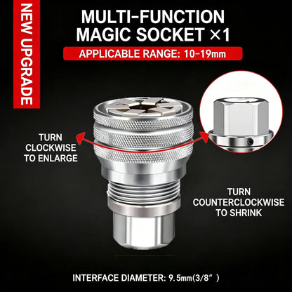 Universal Socket Wrench, Adjustable Multi-Function Tool for 3/8 Inch Drive