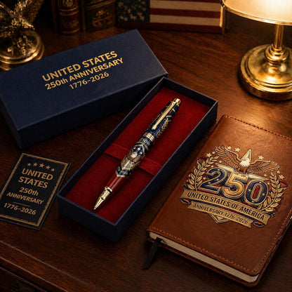 1776-2026 Patriotic Notebook & Pen Set, USA 250th Anniversary Stationery