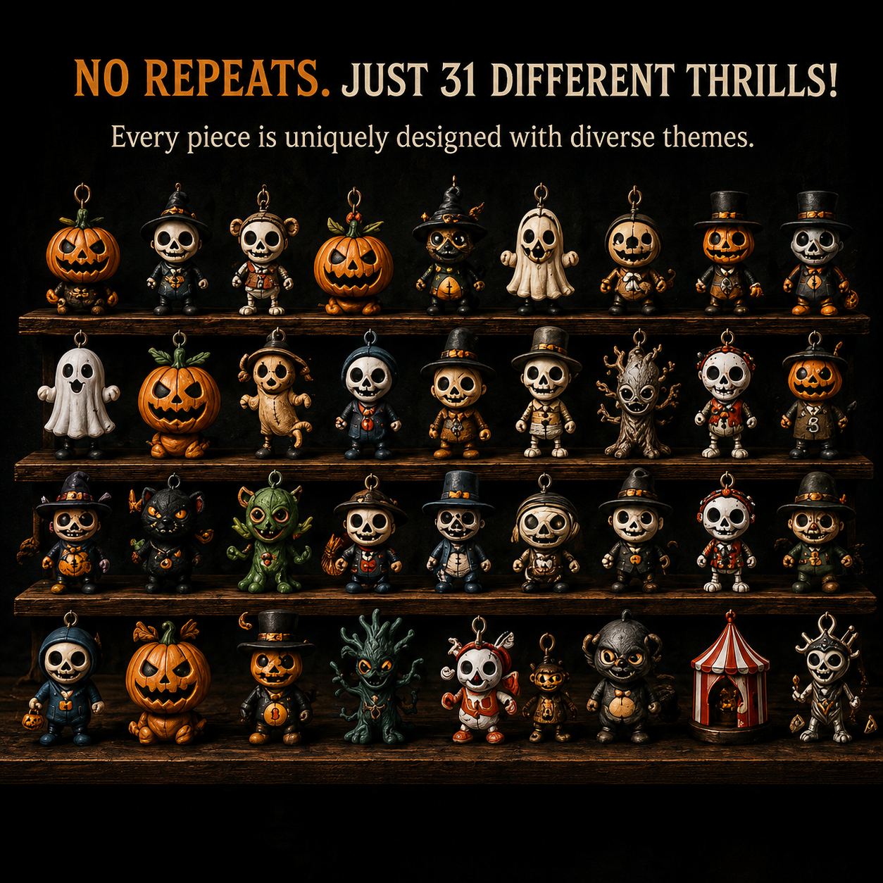 🎉🎃 Nights of Fright Halloween Countdown Box | Unique Mini Figurines, Hanging Charms & Spooky Collectibles 👻✨