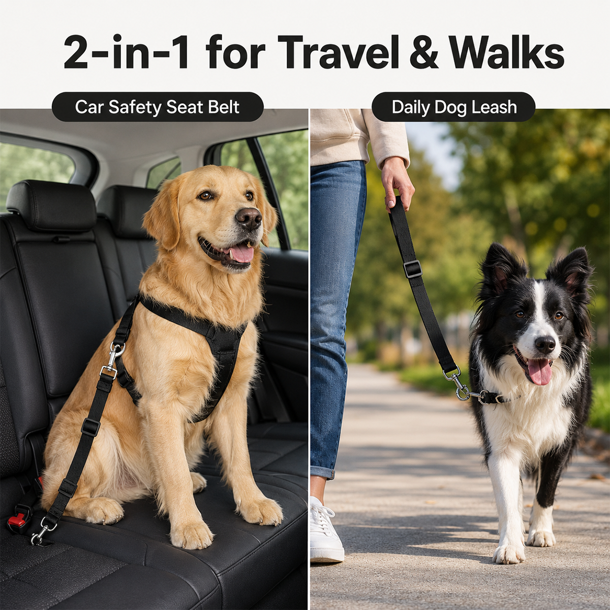 2-Pack Adjustable Dog Car Seat Belt