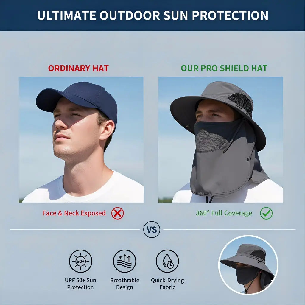 Summer Fisherman's Hat Detachable Outdoor Fishing Face Covering Neck Protection Sun Hat