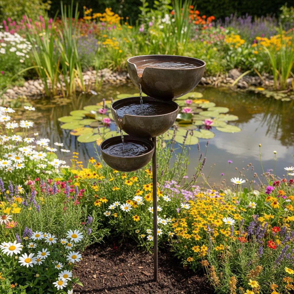 🌧️ Rain Catcher Self-Filling Bird Bath 🐦 Weatherproof Outdoor Garden Bird Water Bowl