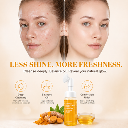 Turmeric Brightening Facial Cleanser, Deep Cleansing Face Wash for Oily Skin