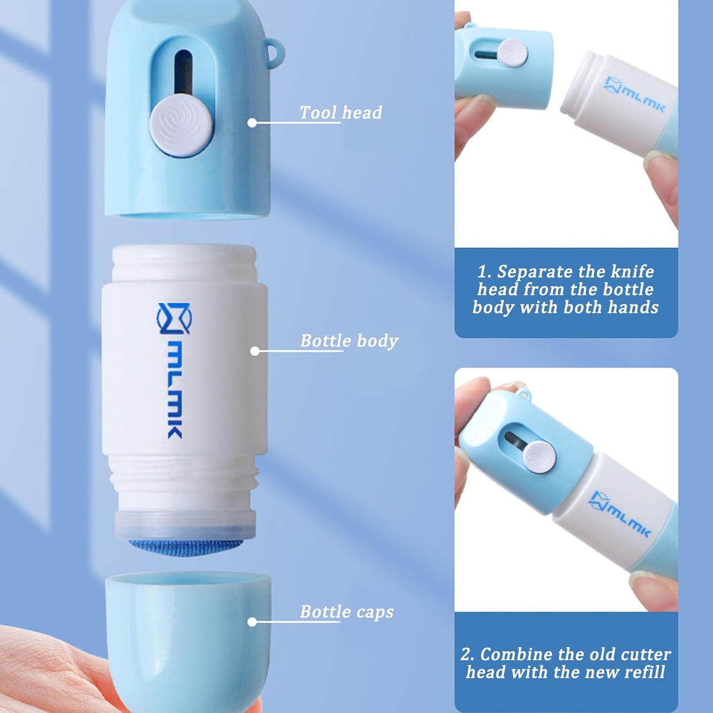 2-in-1 Thermal Label Eraser Pen with Mini Cutter（3pcs）