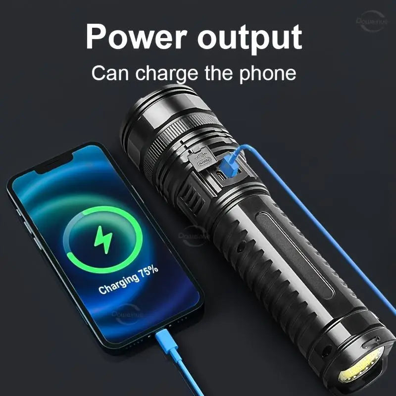 Portable 2‑in‑1 Flashlight Power Bank with Digital Power Display & Zoomable Light