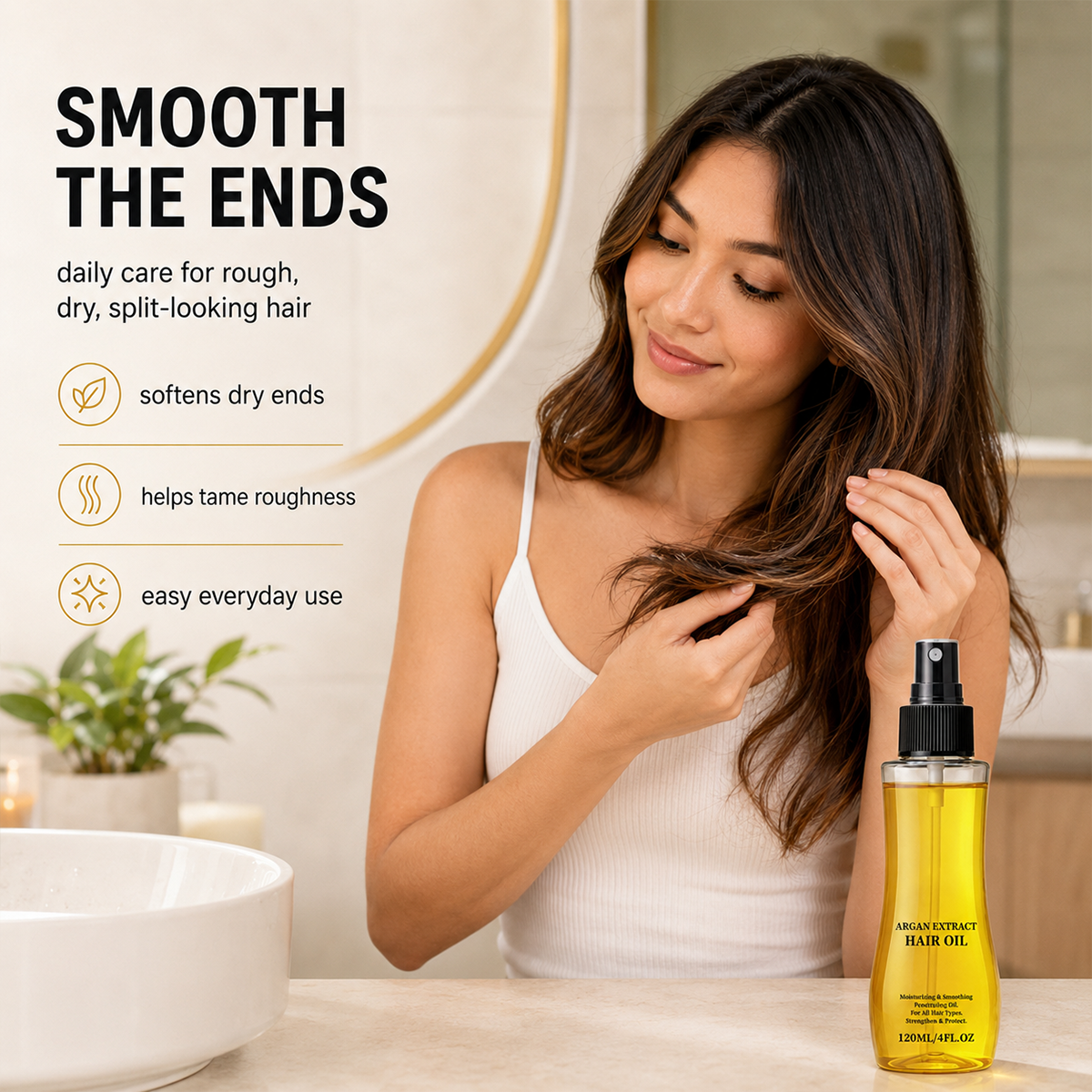 Natural Argan Coconut Rosemary Hair Oil Non Greasy