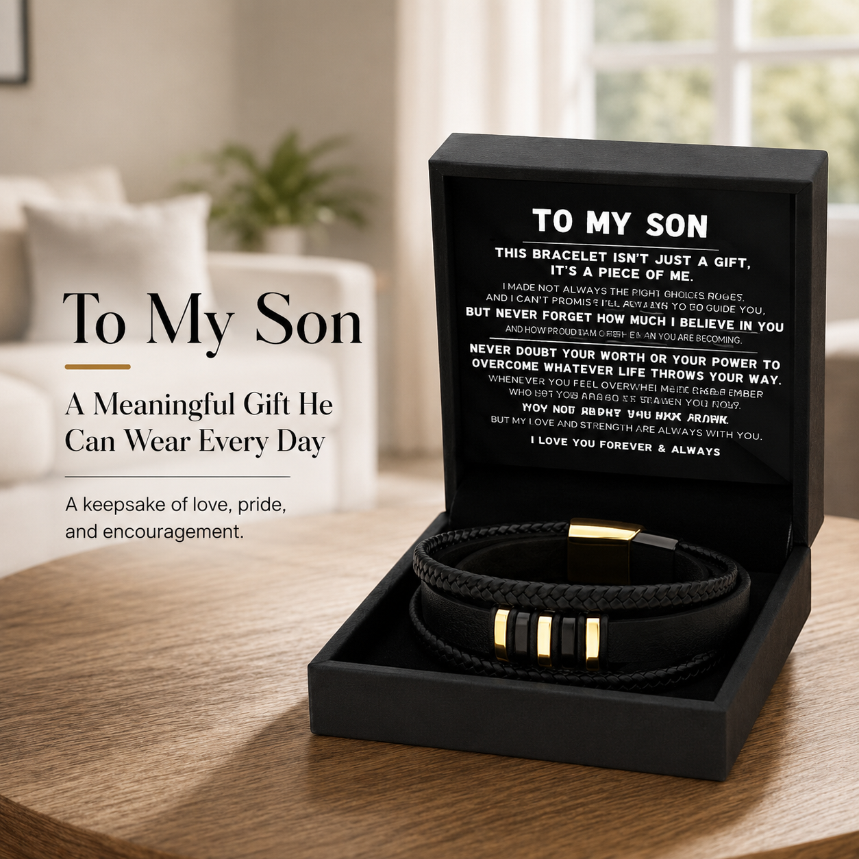 To My Son - Never Alone - Braided Bracelet Set