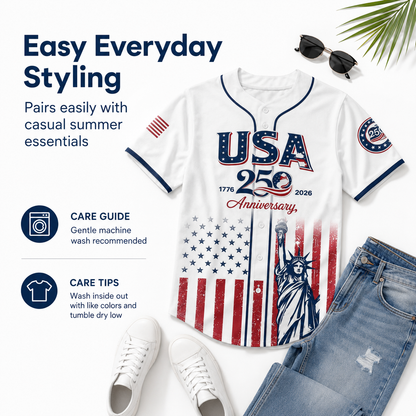 USA 250th Anniversary Patriotic Baseball Jersey