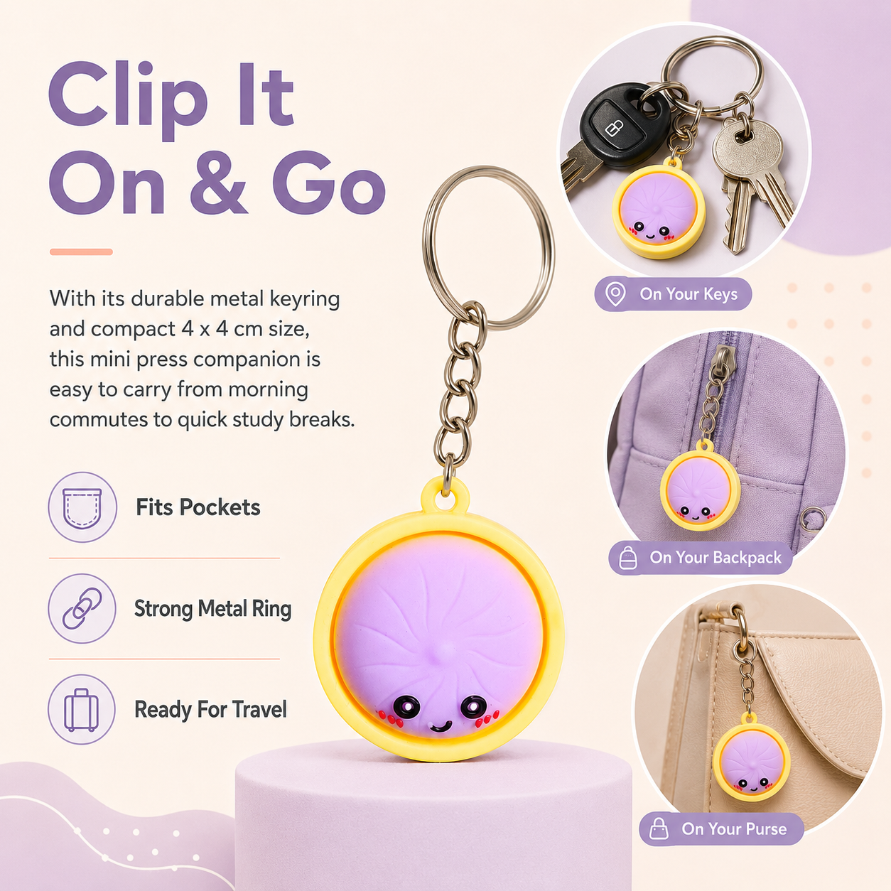 Cute Dumpling Fidget Keychain