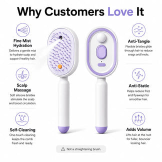 Electric Spray Air Cushion Massage Hair Comb – Anti-Tangle & Essential Oil Mist Brush