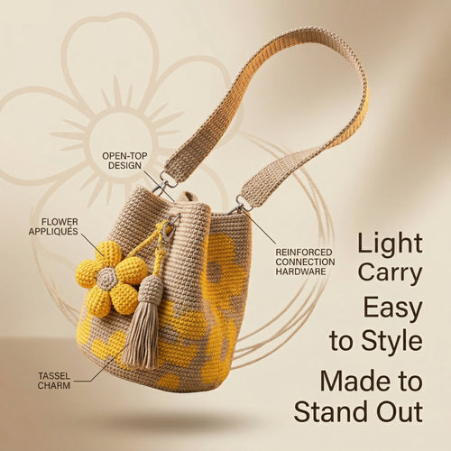 Handmade Crochet Flower Tote