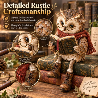 Reading Owl Figurine – Cozy Book-Lover Tabletop Décor