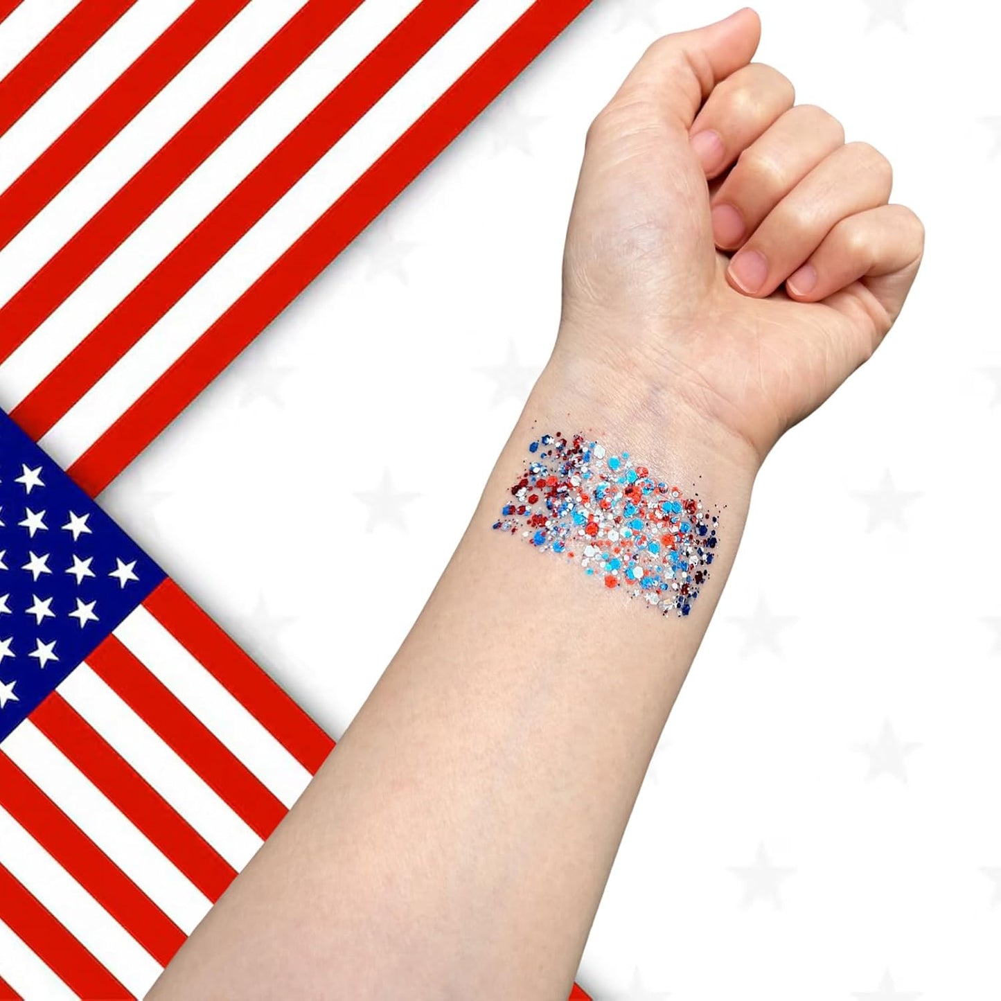 Patriotic Red White & Blue Glitter Stick