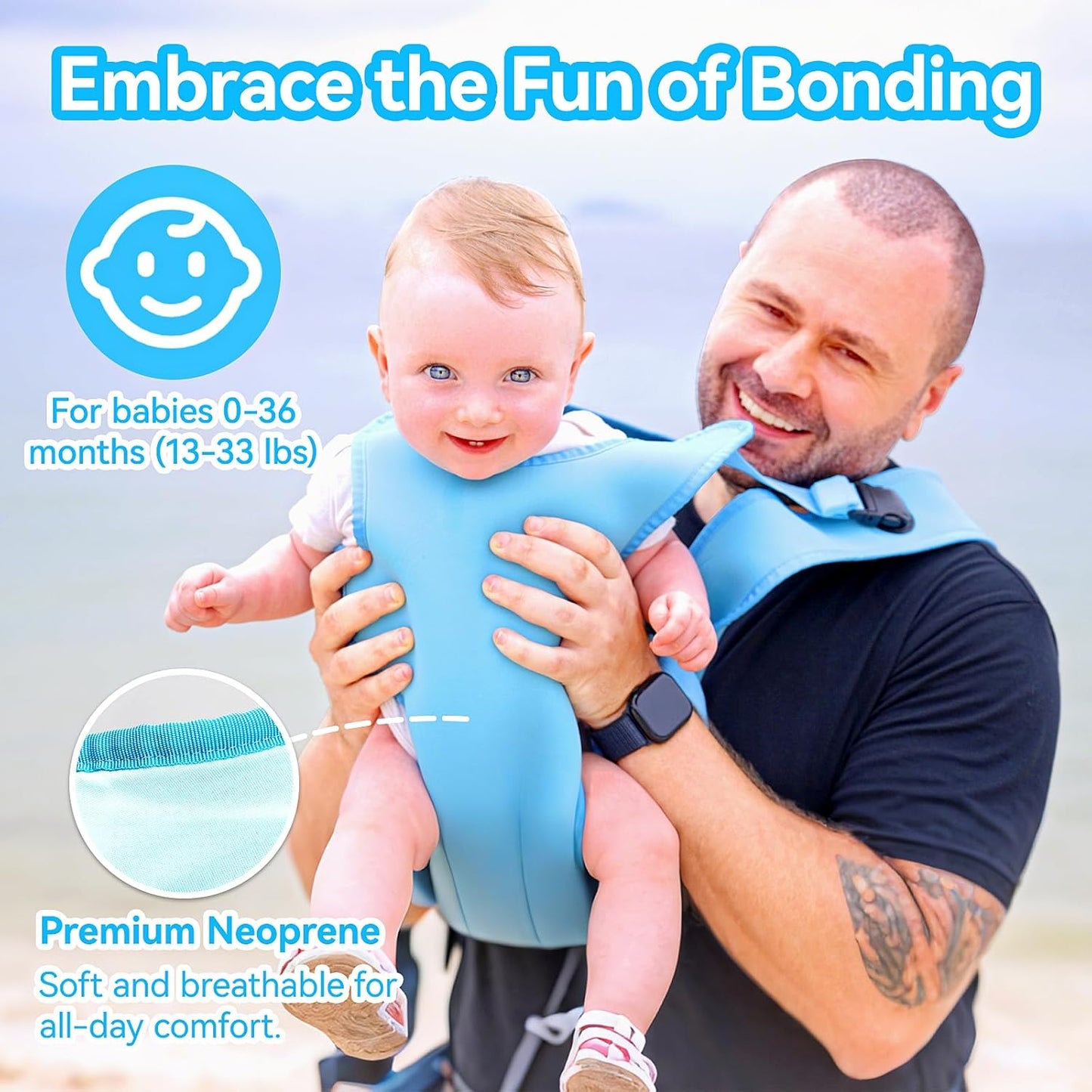 Adjustable Dual-Use Baby Carrier Sling (13–33 lbs) (Blue)