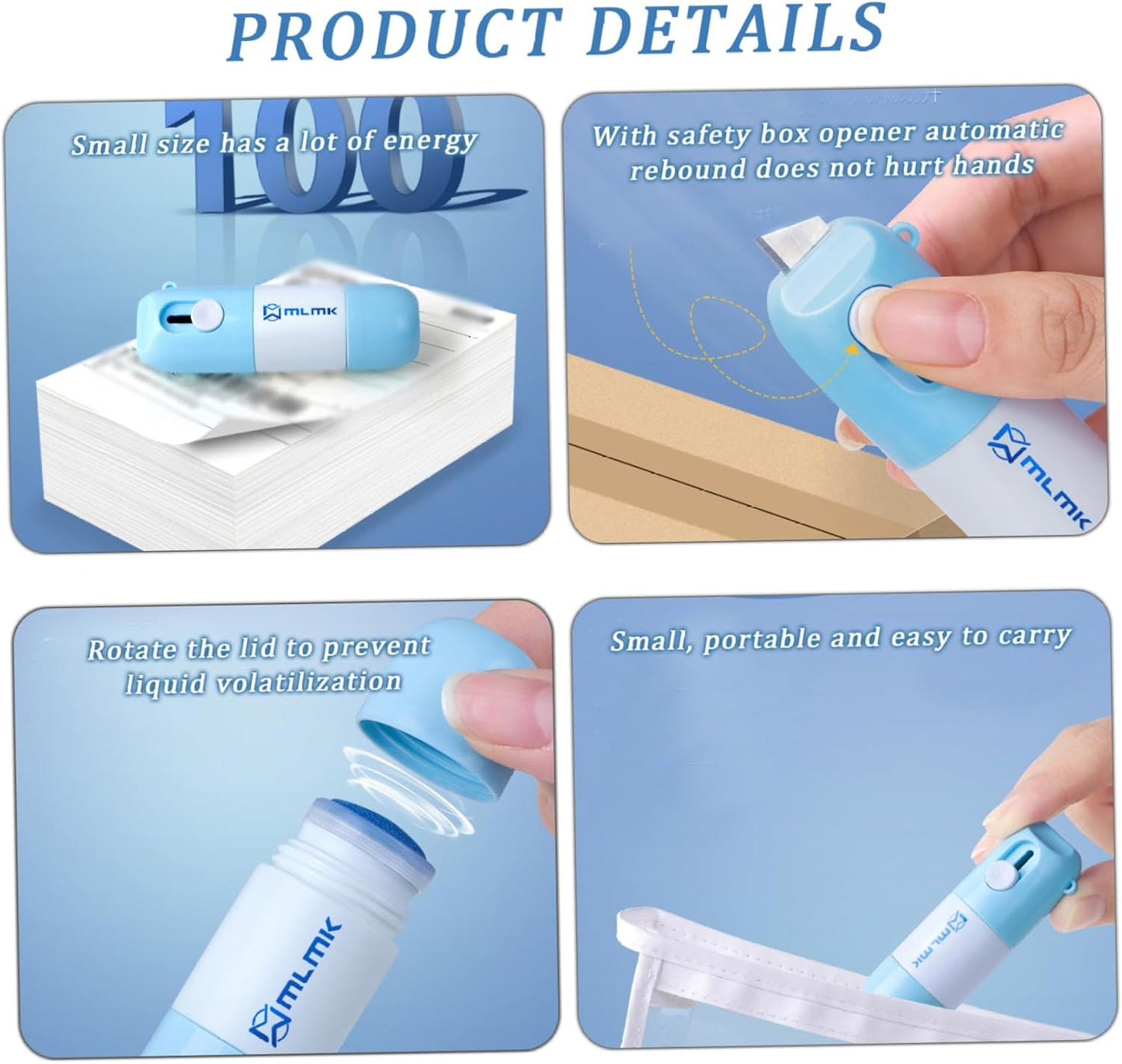 2-in-1 Thermal Label Eraser Pen with Mini Cutter（3pcs）