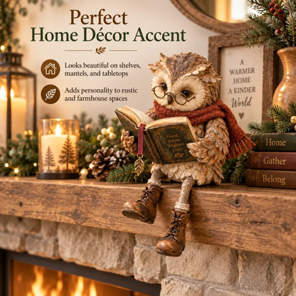 Reading Owl Figurine – Cozy Book-Lover Tabletop Décor