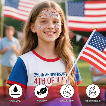 Patriotic Red White & Blue Glitter Stick
