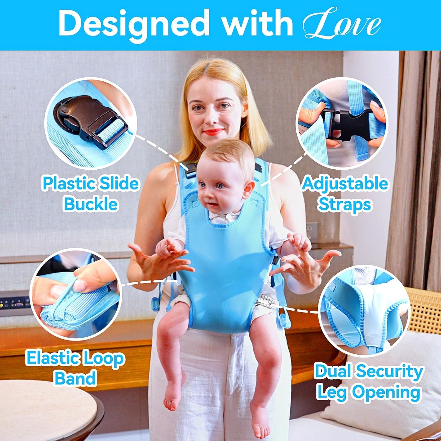 Adjustable Dual-Use Baby Carrier Sling (13–33 lbs) (Blue)