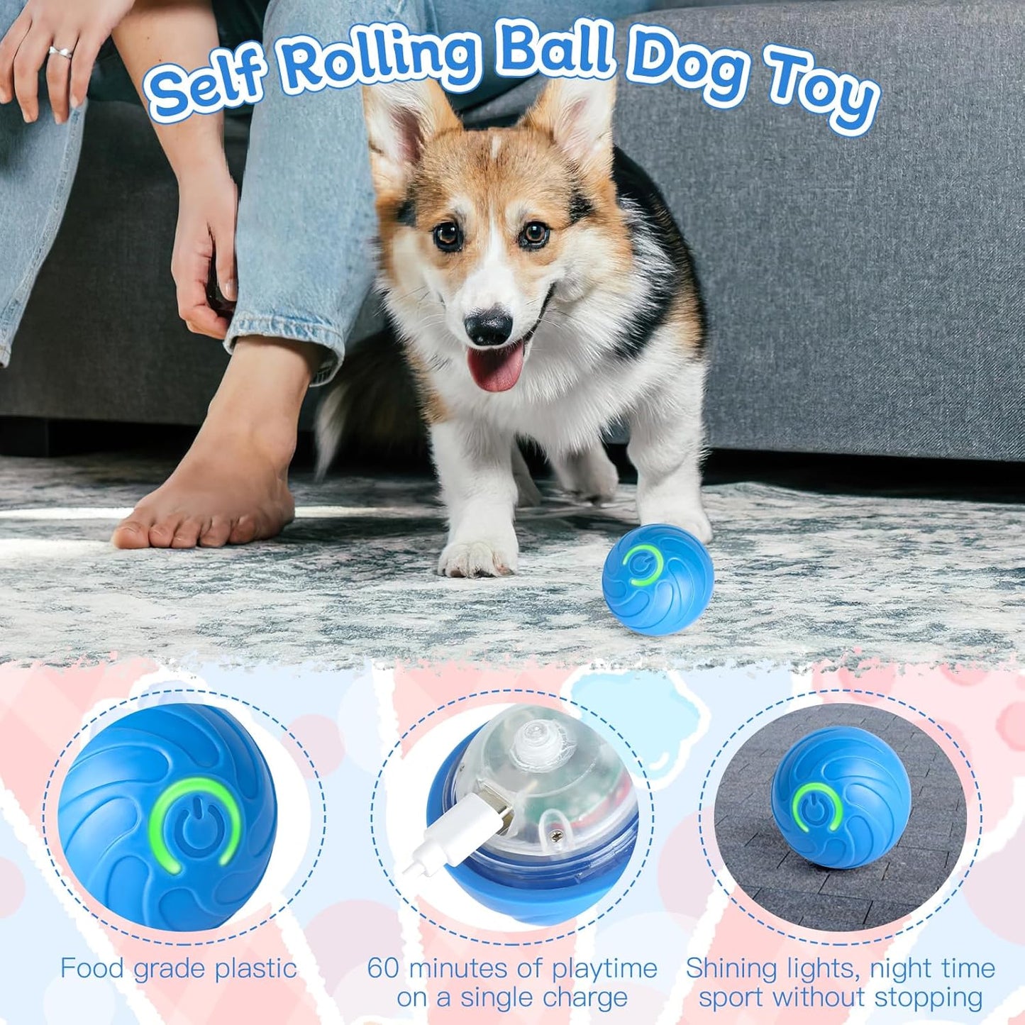 Interactive Automatic Dog Toy Ball – USB Rechargeable