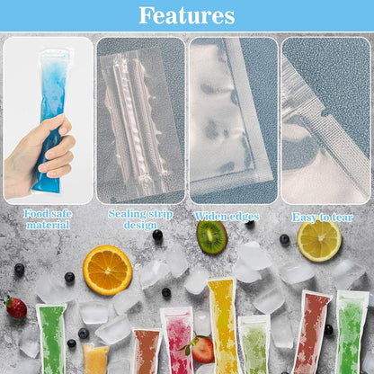 DIY Disposable Ice Pop Bags Mold Bags Homemade ice lolly Bags with Silicone Funnel