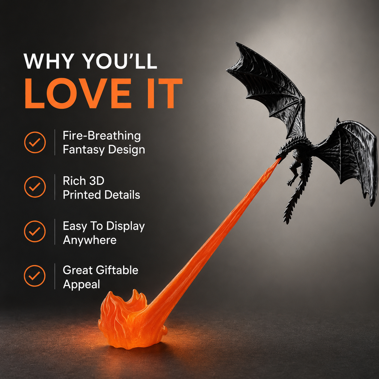 3D Dragon Flame Sculpture Ornament