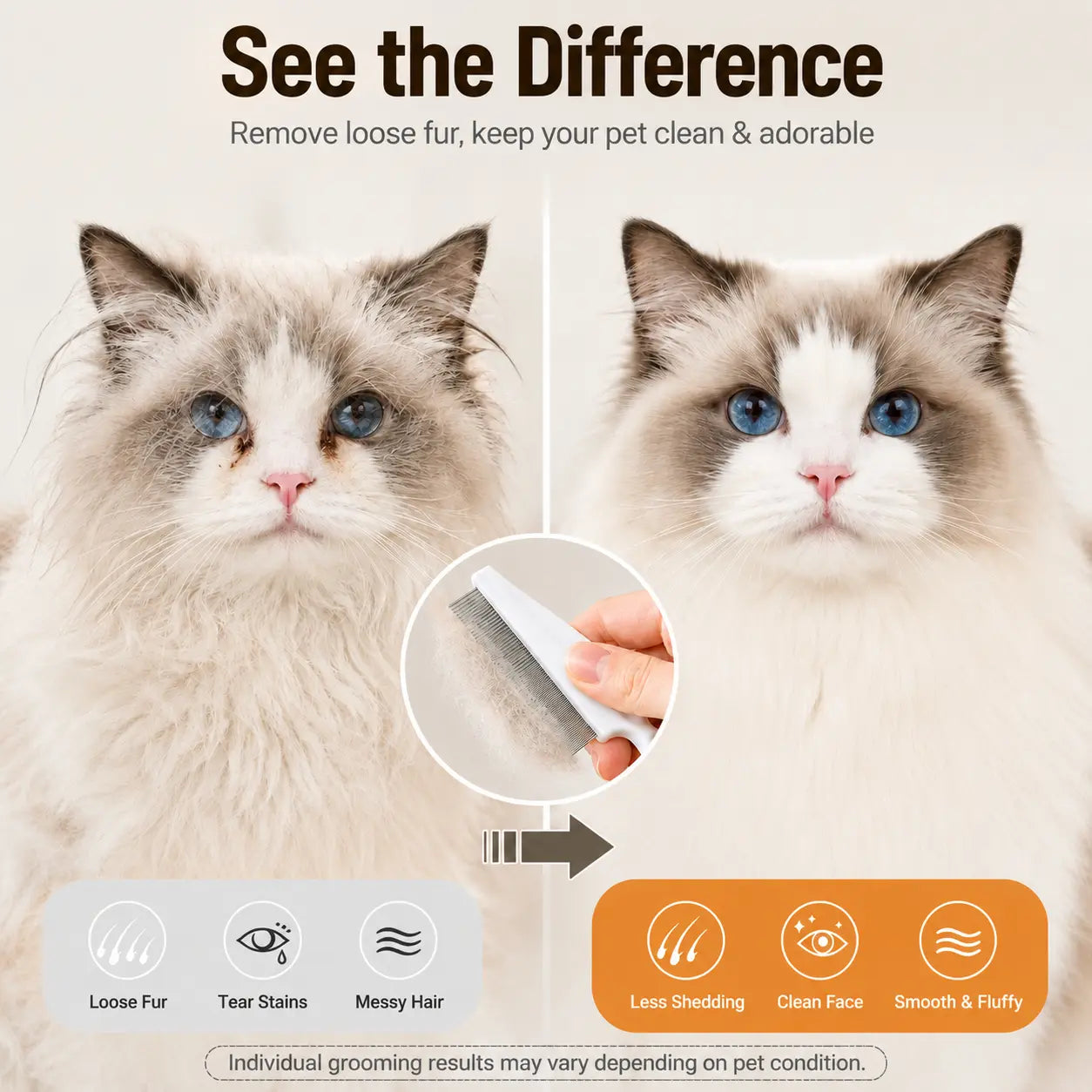 Pet Face Comb Set for Cats & Dogs, 2PCS