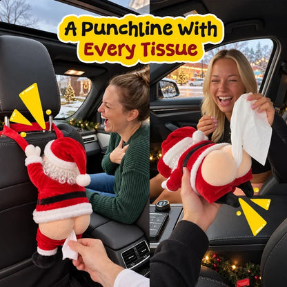 ✨🎁Funny Santa Butt Tissue Box Holder – Cheeky Christmas Decor & Gag Gift