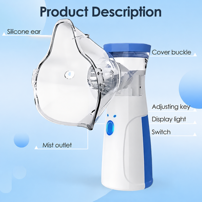 Portable Handheld Mesh Nebulizer for Adults Kids, Rechargeable Plug‑In Ultrasonic Device, Self‑Cleaning