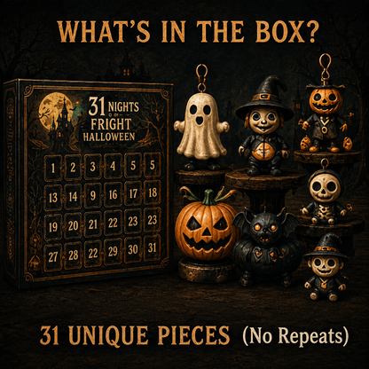 🎉🎃 Nights of Fright Halloween Countdown Box | Unique Mini Figurines, Hanging Charms & Spooky Collectibles 👻✨