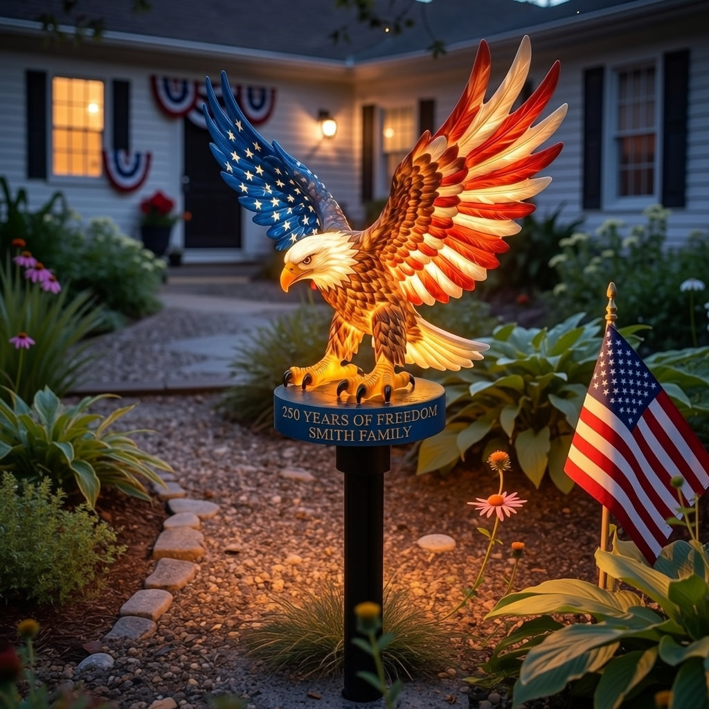 🦅 Personalized Solar Eagle Garden Light