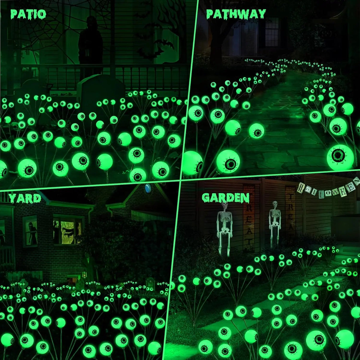 🎃Solar Halloween Eyeball Lights, 2 Pack 12 LED