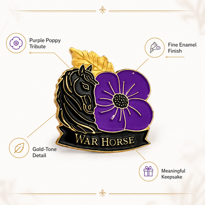 Limited‑Edition Purple Poppy War Equine Remembrance Brooch