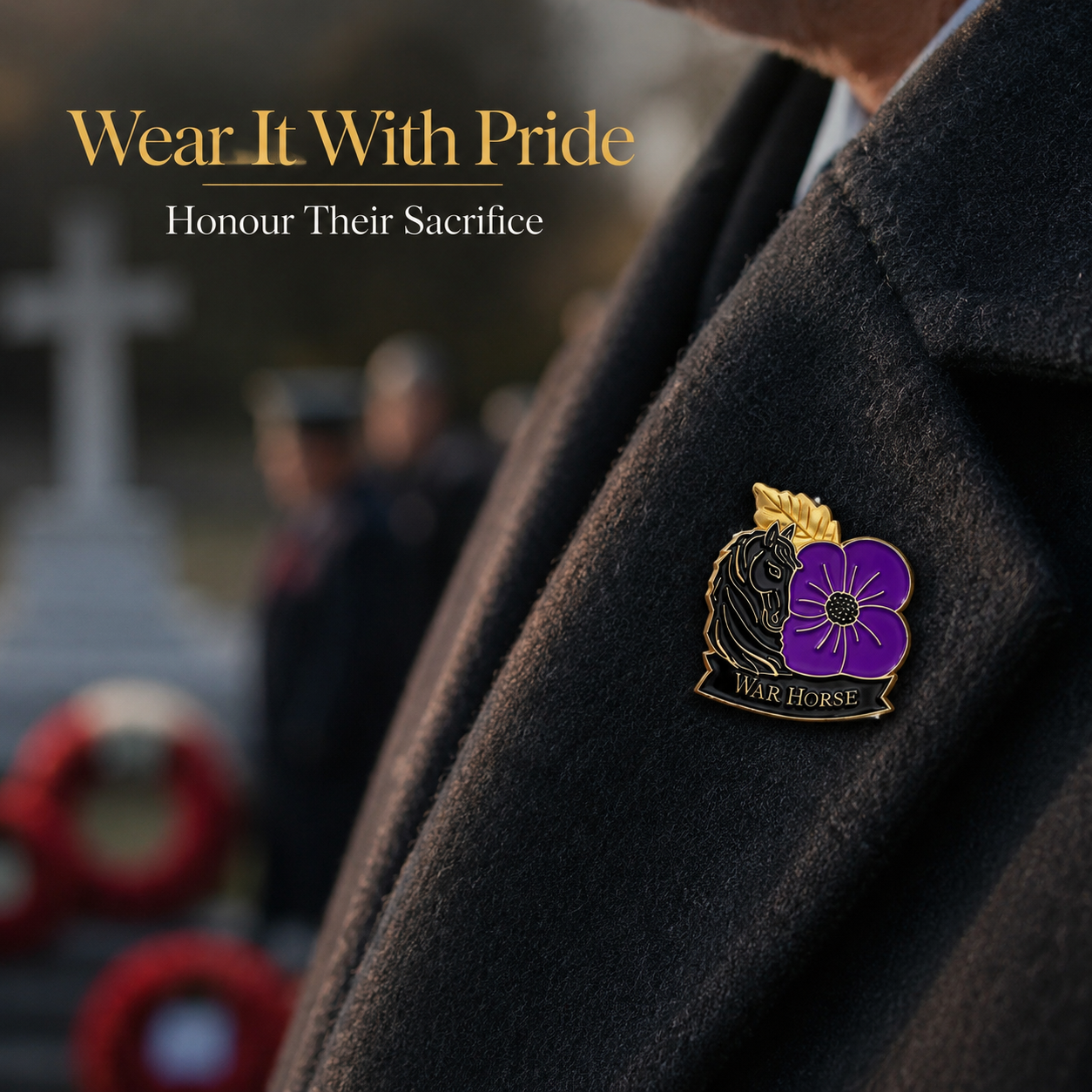 Limited‑Edition Purple Poppy War Equine Remembrance Brooch