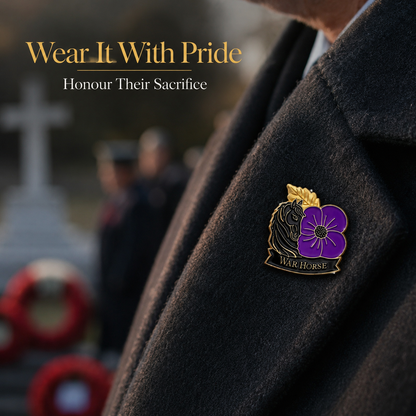 Limited‑Edition Purple Poppy War Equine Remembrance Brooch