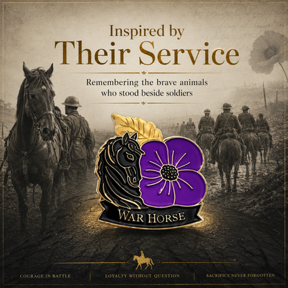 Limited‑Edition Purple Poppy War Equine Remembrance Brooch