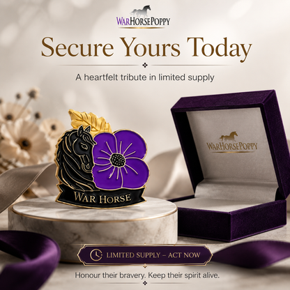 Limited‑Edition Purple Poppy War Equine Remembrance Brooch