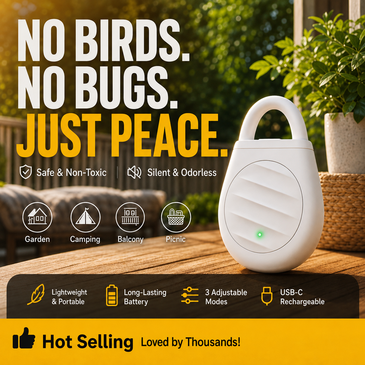 🔥🐦Ultrasonic Portable Bird Repellent Keychain, Keeps Birds, Beasts & Locusts Away