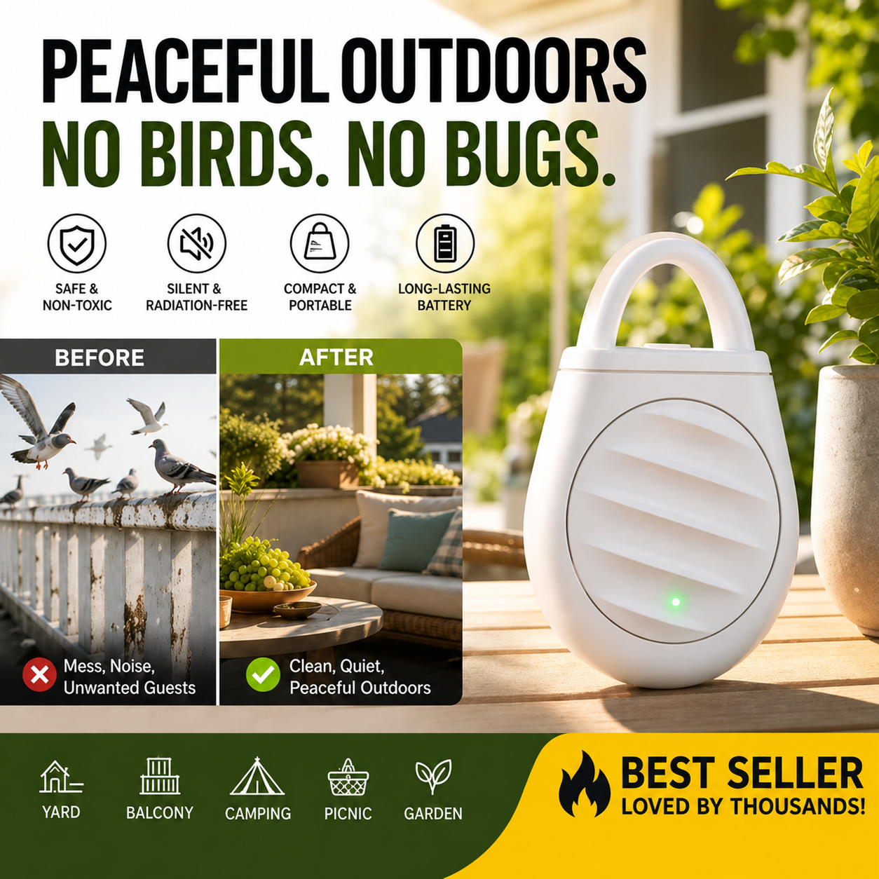 🔥🐦Ultrasonic Portable Bird Repellent Keychain, Keeps Birds, Beasts & Locusts Away