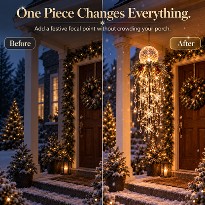 🎅 Christmas Hanging Snowflake & Crystal LED Light, Festive Porch Decoration ✨