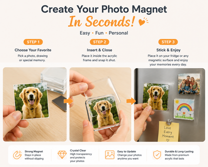 📸 DIY Photo Fridge Magnets Kit – Create Personalized Memory Keepsakes