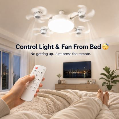 2-in-1 LED Fan Bulb with Remote Control for Bedroom, Kitchen & Home Cooling