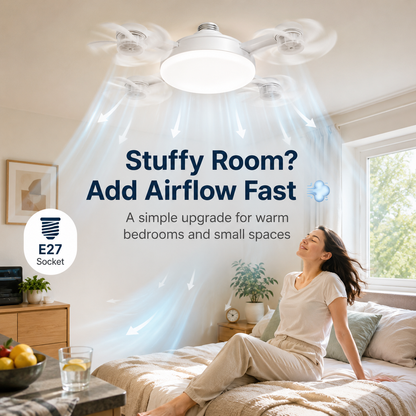 2-in-1 LED Fan Bulb with Remote Control for Bedroom, Kitchen & Home Cooling