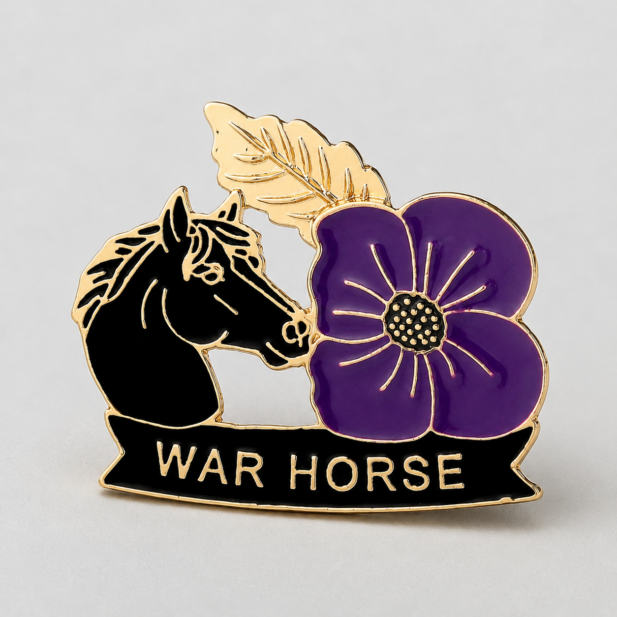 Limited‑Edition Purple Poppy War Equine Remembrance Brooch