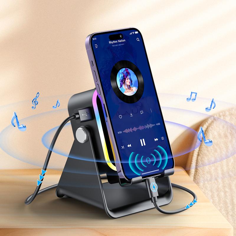 💎 5-in-1 Wireless Speaker Stand | Induction Audio, Phone Holder & Ambient Light