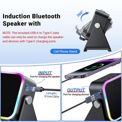 💎 5-in-1 Wireless Speaker Stand | Induction Audio, Phone Holder & Ambient Light